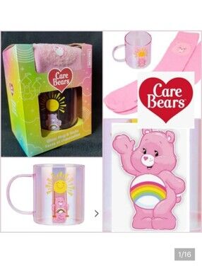 Care Bears Cheer Bear Gift Set Mug/Socks Iridescent Pink Paladone